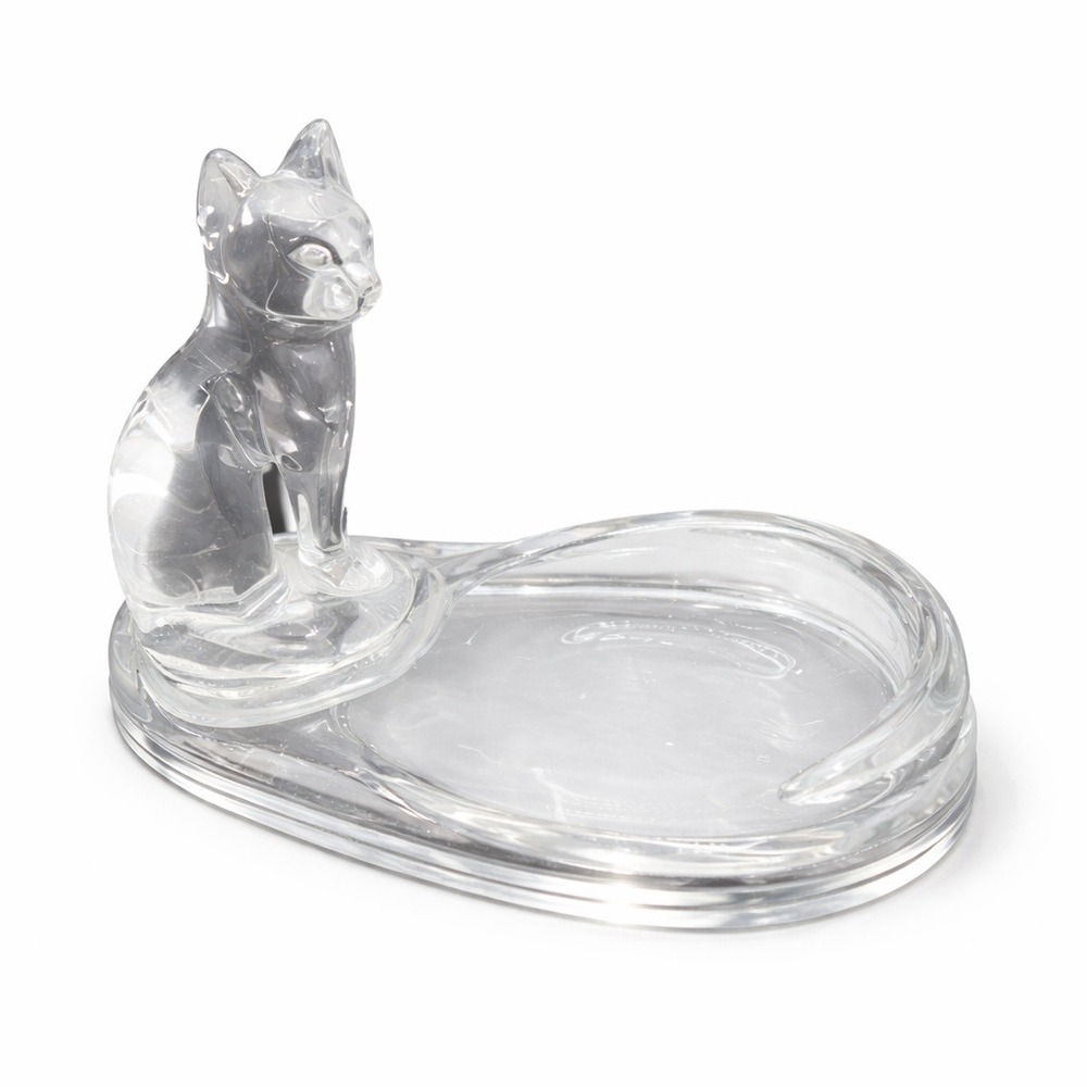 Vintage Acrylic Kitten Cat Soap Holder Lucite Clear Trinket Dish Home Decor